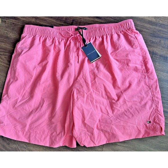Tommy Hilfiger Men's Regular fit drawstring 7" swim shorts Peach pink  XXL - Picture 2 of 8
